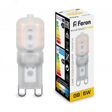 Лампа светодиодная LED 5вт 230в G9 теплый капсульная LB-430 FERON