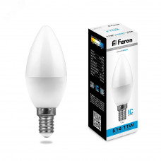 Лампа светодиодная LED 11вт E14 дневной матовая свеча LB-770 FERON