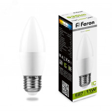 Лампа светодиодная LED 11вт Е27 белый матовая свеча LB-770 FERON