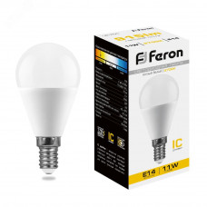 Лампа светодиодная LED 11вт Е14 теплый матовый шар LB-750 FERON