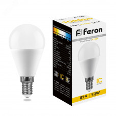 Лампа светодиодная LED 13вт Е14 теплый матовый шар LB-950 FERON