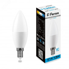 Лампа светодиодная LED 13вт E14 дневной матовая свеча LB-970 FERON