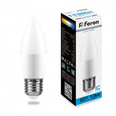 Лампа светодиодная LED 13вт E27 дневной матовая свеча LB-970 FERON