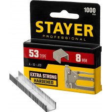 STAYER тип 53 (A/10/JT21), 8 мм, 1000 шт, калибр 23GA, скобы для степлера, Professional (3159-08)