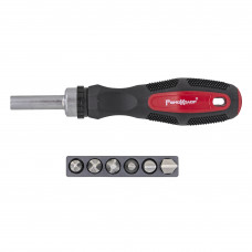 Отвёртка реверсивная с битами 1/4" х 25 мм, CR-V, 6 предметов, (уп.)